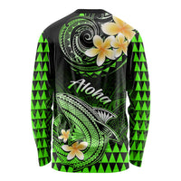 Hawaii Long Sleeve Shirt Polynesian Shark with Kakau Green Version LT01 - Polynesian Pride