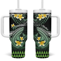 Hawaii Tumbler With Handle Polynesian Shark with Kakau Green Version LT01 One Size: 40 oz Green - Polynesian Pride