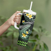Hawaii Tumbler With Handle Polynesian Shark with Kakau Green Version LT01 - Polynesian Pride