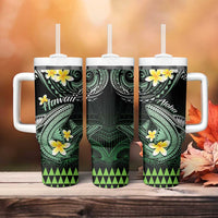 Hawaii Tumbler With Handle Polynesian Shark with Kakau Green Version LT01 - Polynesian Pride