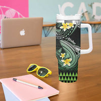 Hawaii Tumbler With Handle Polynesian Shark with Kakau Green Version LT01 - Polynesian Pride
