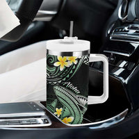 Hawaii Tumbler With Handle Polynesian Shark with Kakau Green Version LT01 - Polynesian Pride
