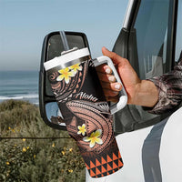 Hawaii Tumbler With Handle Polynesian Shark with Kakau Orange Version LT01 - Polynesian Pride