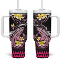 Hawaii Tumbler With Handle Polynesian Shark with Kakau Pink Version LT01 One Size: 40 oz Pink - Polynesian Pride