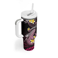 Hawaii Tumbler With Handle Polynesian Shark with Kakau Pink Version LT01 - Polynesian Pride