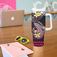 Hawaii Tumbler With Handle Polynesian Shark with Kakau Pink Version LT01 - Polynesian Pride
