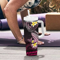 Hawaii Tumbler With Handle Polynesian Shark with Kakau Pink Version LT01 - Polynesian Pride