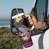 Hawaii Tumbler With Handle Polynesian Shark with Kakau Pink Version LT01 - Polynesian Pride