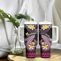 Hawaii Tumbler With Handle Polynesian Shark with Kakau Pink Version LT01 - Polynesian Pride