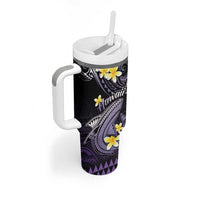 Hawaii Tumbler With Handle Polynesian Shark with Kakau Purple Version LT01 - Polynesian Pride