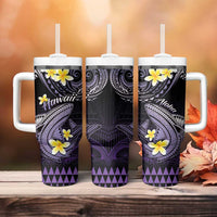 Hawaii Tumbler With Handle Polynesian Shark with Kakau Purple Version LT01 - Polynesian Pride