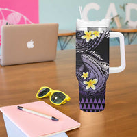 Hawaii Tumbler With Handle Polynesian Shark with Kakau Purple Version LT01 - Polynesian Pride