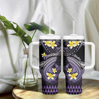 Hawaii Tumbler With Handle Polynesian Shark with Kakau Purple Version LT01 - Polynesian Pride