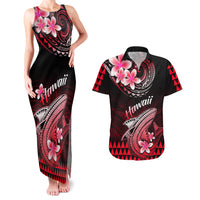 Hawaii Couples Matching Tank Maxi Dress and Hawaiian Shirt Polynesian Shark with Kakau Red Version LT01 Red - Polynesian Pride