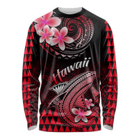 Hawaii Long Sleeve Shirt Polynesian Shark with Kakau Red Version LT01 Unisex Red - Polynesian Pride
