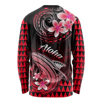 Hawaii Long Sleeve Shirt Polynesian Shark with Kakau Red Version LT01 - Polynesian Pride