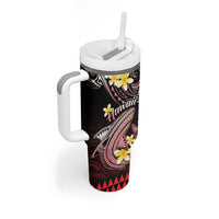 Hawaii Tumbler With Handle Polynesian Shark with Kakau Red Version LT01 - Polynesian Pride