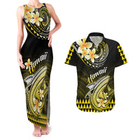 Hawaii Couples Matching Tank Maxi Dress and Hawaiian Shirt Polynesian Shark with Kakau Yellow Version LT01 Yellow - Polynesian Pride