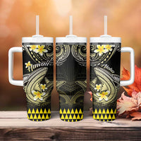 Hawaii Tumbler With Handle Polynesian Shark with Kakau Yellow Version LT01 - Polynesian Pride