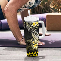 Hawaii Tumbler With Handle Polynesian Shark with Kakau Yellow Version LT01 - Polynesian Pride
