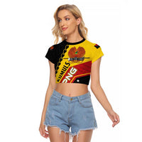 Custom PNG Raglan Cropped T Shirt The Kumuls Are On A Roll LT01 Female Black - Polynesian Pride