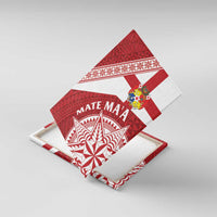 Tonga Rugby Mate Maa Canvas Wall Art Ngatu Pattern LT01 With Frame Red - Polynesian Pride
