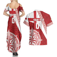 Custom Tonga Rugby Mate Maa Couples Matching Summer Maxi Dress and Hawaiian Shirt Ngatu Pattern LT01 - Polynesian Pride