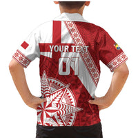 Custom Tonga Rugby Mate Maa Family Matching Mermaid Dress and Hawaiian Shirt Ngatu Pattern