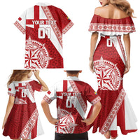 Custom Tonga Rugby Mate Maa Family Matching Mermaid Dress and Hawaiian Shirt Ngatu Pattern