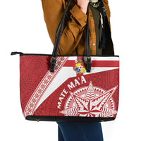 Tonga Rugby Mate Maa Leather Tote Bag Ngatu Pattern LT01 - Polynesian Pride