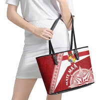 Tonga Rugby Mate Maa Leather Tote Bag Ngatu Pattern LT01 - Polynesian Pride