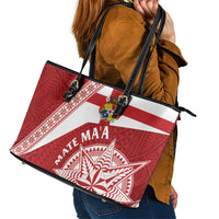 Tonga Rugby Mate Maa Leather Tote Bag Ngatu Pattern LT01 - Polynesian Pride