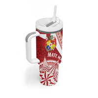 Tonga Rugby Mate Maa Tumbler With Handle Ngatu Pattern LT01 - Polynesian Pride