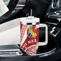 Tonga Rugby Mate Maa Tumbler With Handle Ngatu Pattern LT01 - Polynesian Pride