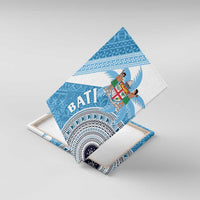 Fiji Rugby Bati Canvas Wall Art Tapa Pattern LT01 With Frame Blue - Polynesian Pride