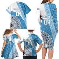 Custom Fiji Rugby Bati Family Matching Long Sleeve Bodycon Dress and Hawaiian Shirt Tapa Pattern