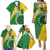 Custom Cook Islands Rugby Kukis Family Matching Puletasi and Hawaiian Shirt Circle Stars