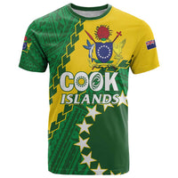Custom Cook Islands Rugby Kukis T Shirt Circle Stars LT01 Green - Polynesian Pride