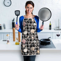 Hawaiian Ocean Seashells Apron Black Palaka Pattern LT01 - Polynesian Pride