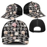 Hawaiian Ocean Seashells Baseball Net Cap Black Palaka Pattern LT01 - Polynesian Pride