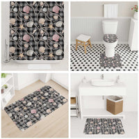 Hawaiian Ocean Seashells Bathroom Set Black Palaka Pattern LT01 - Polynesian Pride