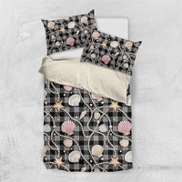 Hawaiian Ocean Seashells Bedding Set Black Palaka Pattern LT01 US Twin 172cm x 218cm Black - Polynesian Pride