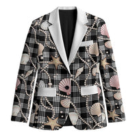 Hawaiian Ocean Seashells Blazer Black Palaka Pattern LT01 Unisex Black - Polynesian Pride