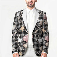 Hawaiian Ocean Seashells Blazer Black Palaka Pattern LT01 - Polynesian Pride