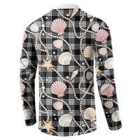 Hawaiian Ocean Seashells Button Sweatshirt Black Palaka Pattern LT01 - Polynesian Pride