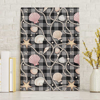Hawaiian Ocean Seashells Canvas Wall Art Black Palaka Pattern LT01 Without Frame Black - Polynesian Pride