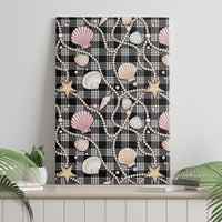 Hawaiian Ocean Seashells Canvas Wall Art Black Palaka Pattern LT01 - Polynesian Pride