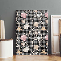Hawaiian Ocean Seashells Canvas Wall Art Black Palaka Pattern LT01 - Polynesian Pride