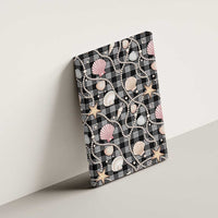 Hawaiian Ocean Seashells Canvas Wall Art Black Palaka Pattern LT01 - Polynesian Pride