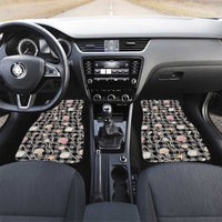 Hawaiian Ocean Seashells Car Mats Black Palaka Pattern LT01 Set 2pcs - Front Black - Polynesian Pride